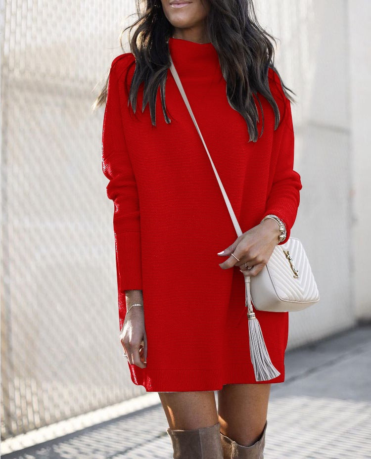 Women Clothing round Neck Knitted Long Sleeved Dress