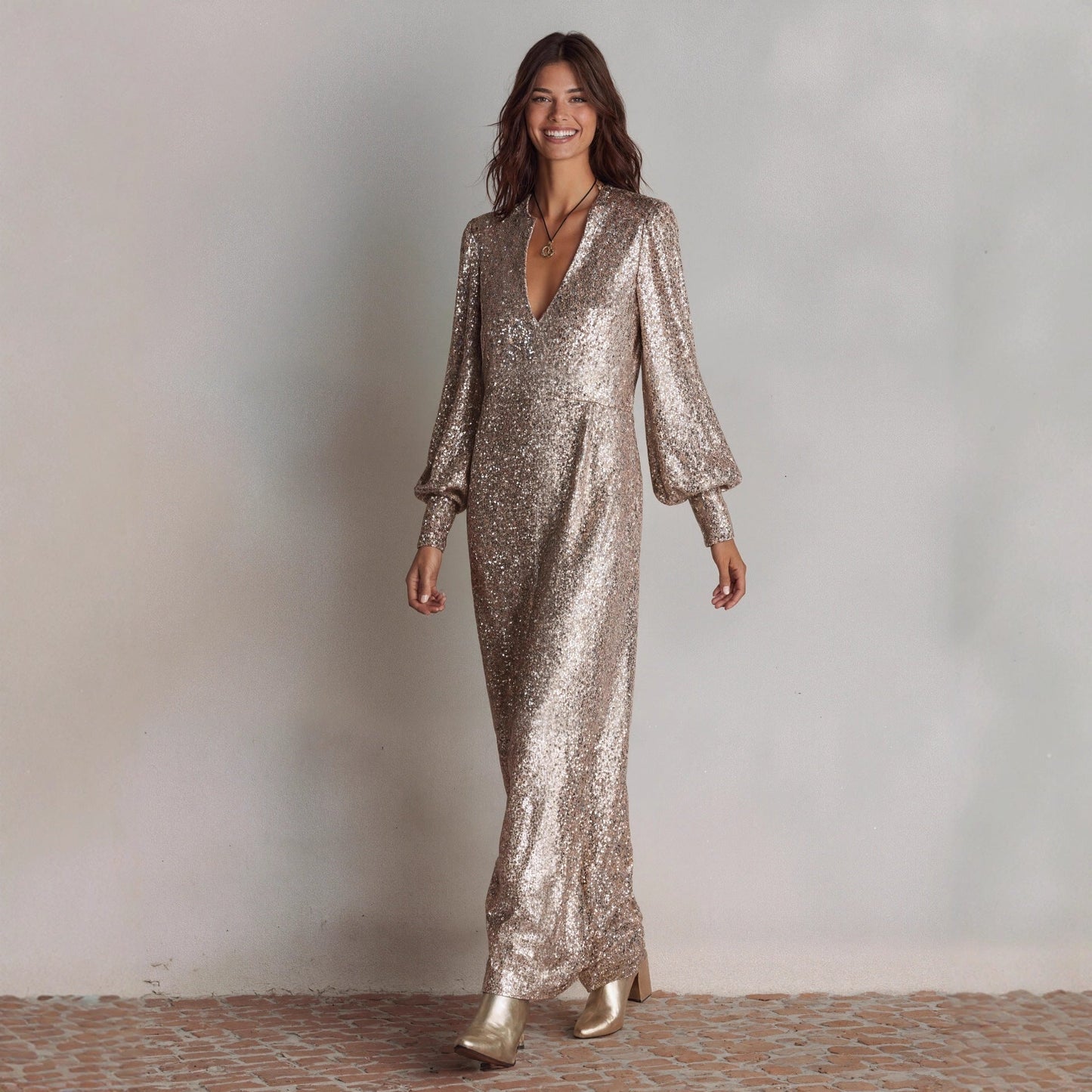 Autumn Winter Long Sleeve Split Sequ Dress Casual Loose Party Dress