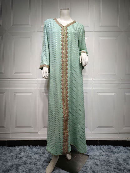 Middle East Women Clothing Autumn Gilding Muslim Gown