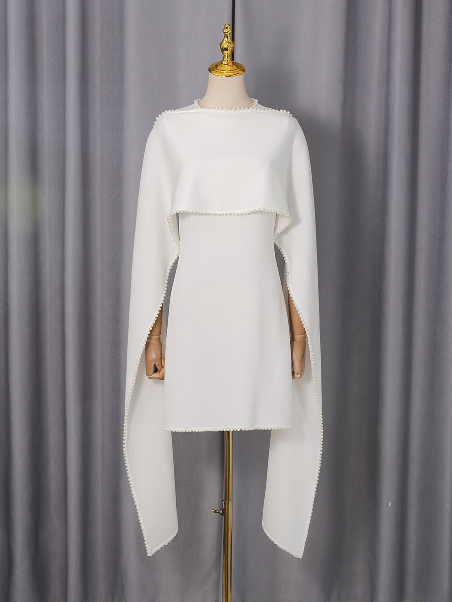 Elegant Shawl Short Dress Spring Fashionable Elegant Waist Slimming Two Piece Sleeveless