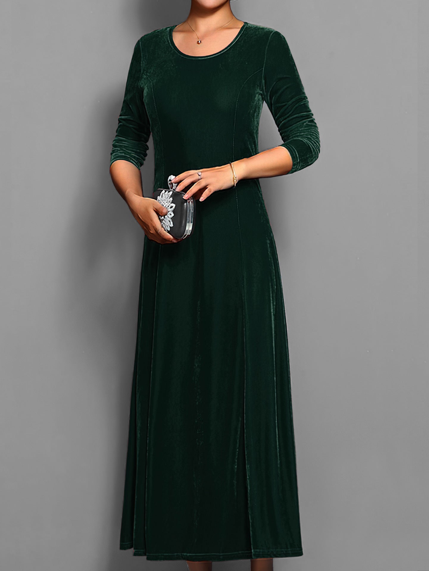 Spring Autumn Elegant Velvet Dress Women Clothing