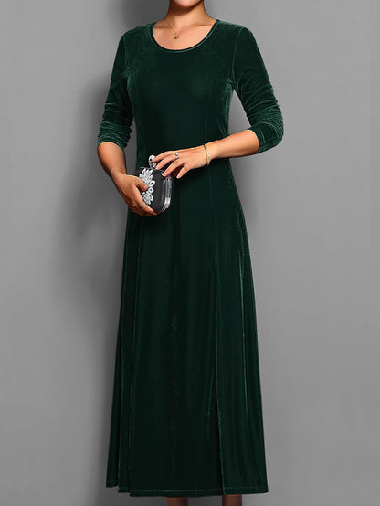 Spring Autumn Elegant Velvet Dress Women Clothing