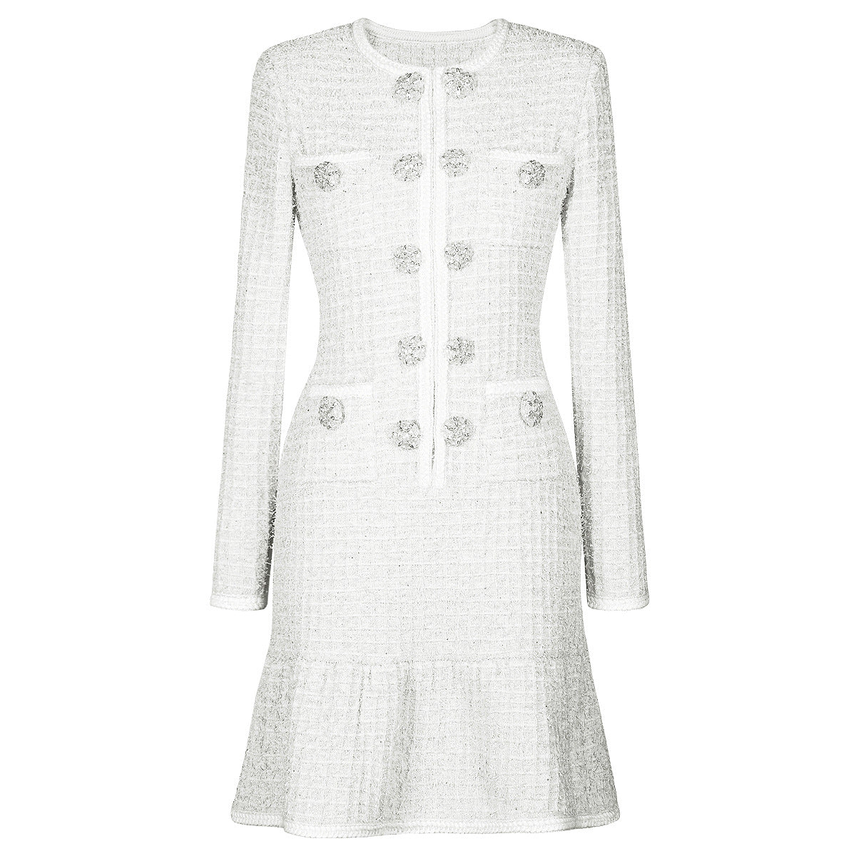 Spring Autumn Fashionable Knitted round Neck Woolen Slim Fit Slimming Long Sleeves Dress Women
