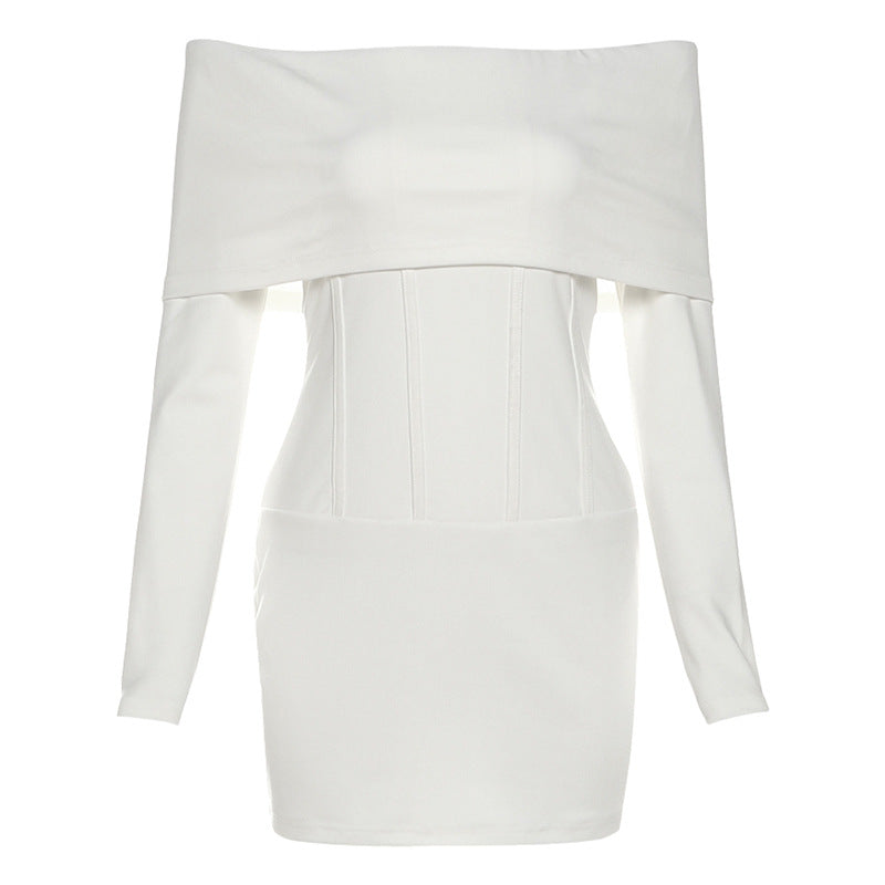 Fall Women Clothing Sexy Adult Lady like Woman Elegant Sexy off the Shoulder Waist Sheath Dress for Women