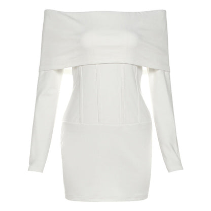 Fall Women Clothing Sexy Adult Lady like Woman Elegant Sexy off the Shoulder Waist Sheath Dress for Women