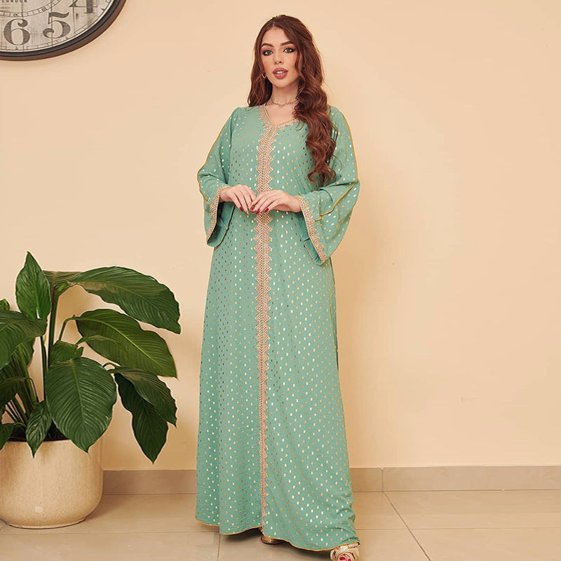 Middle East Women Clothing Autumn Gilding Muslim Gown
