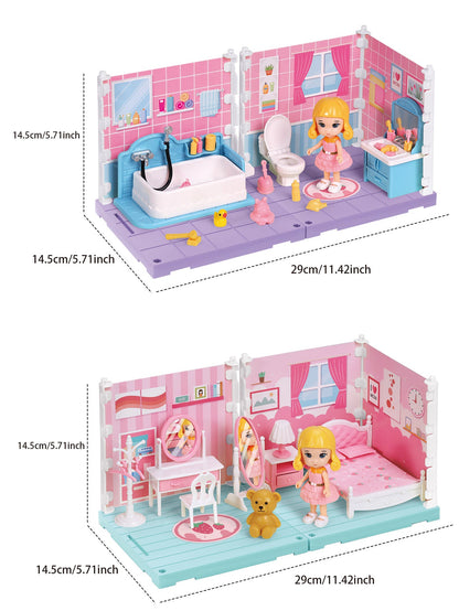 Mini Home Accessories DIY Doll House Furniture Assembly Model Simulated Bedroom Kitchen Decoration Pretend Play Toy Girl Gift