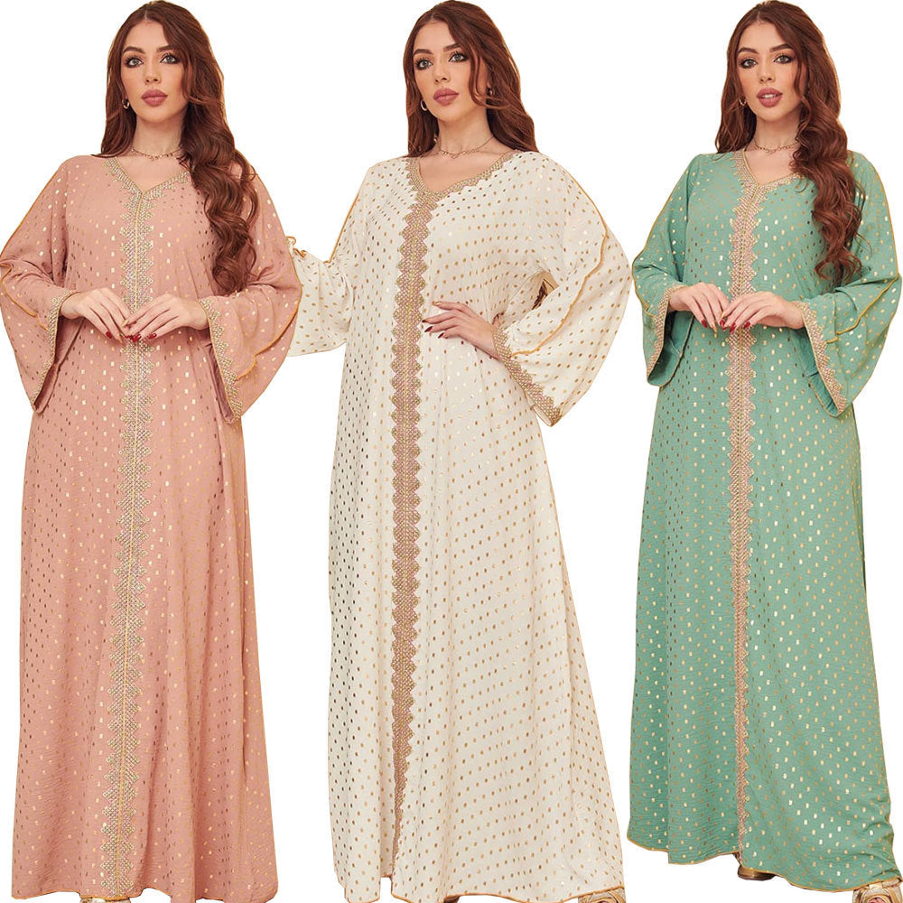 Middle East Women Clothing Autumn Gilding Muslim Gown