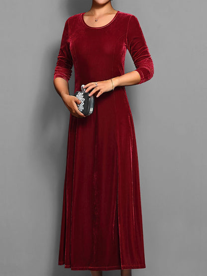 Spring Autumn Elegant Velvet Dress Women Clothing