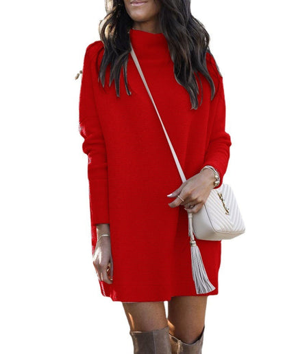 Women Clothing round Neck Knitted Long Sleeved Dress