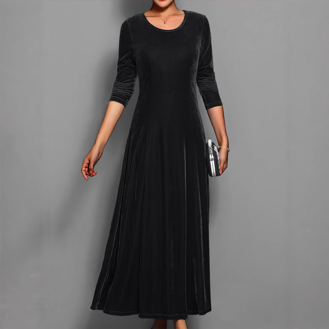 Spring Autumn Elegant Velvet Dress Women Clothing