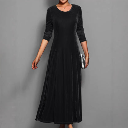 Spring Autumn Elegant Velvet Dress Women Clothing