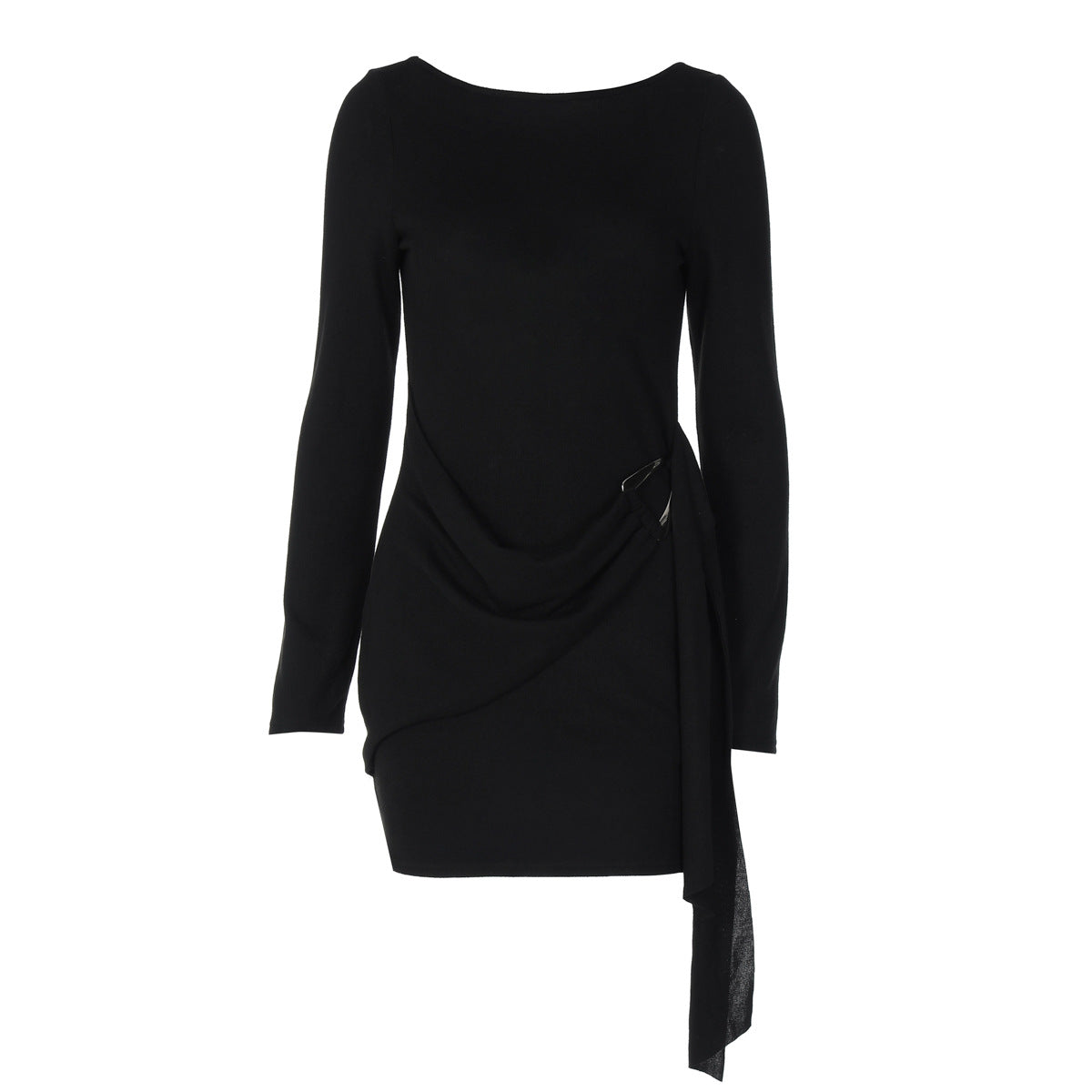 Women Clothing Autumn Solid Color Elegant Sexy Backless Long Sleeve Ribbon Dress Women