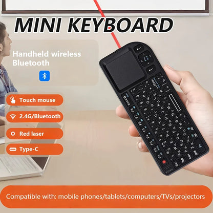 2.4G/Wireless Bluetooth Mini Keyboard Multifunctional Red Laser Keyboard With Touch Mouse Compatible For iOS Windows Android
