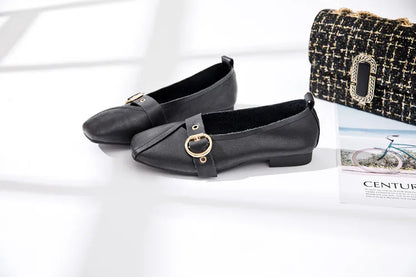 AIYUQI Women Shoes Fashion 2026 New Genuine Leather Ladies Flat Shoes Comfortable Square Buckle Large Size 414243 Shoes Women