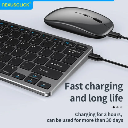 NexusClick 2.4G Wireless Keyboard Mouse Combo, Ergonomic Rechargeable Mini Multimedia Office Keyboard Set For PC Laptop Macbook