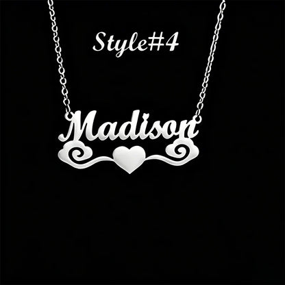 Multi-style Heart Name Design Personalized Pendant Necklace Woman Stainless Steel Silver Gold Name Customized Necklace Jewelry