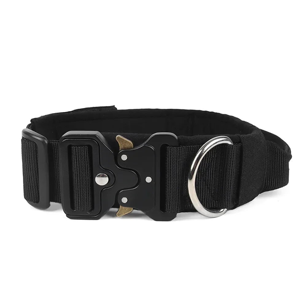 Large Dog Collar Durable Nylon Military Tactical Adjustable Pet Lead Outdoor Walking Training Collars Pitbull Labrador Supplies
