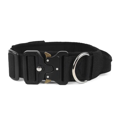 Large Dog Collar Durable Nylon Military Tactical Adjustable Pet Lead Outdoor Walking Training Collars Pitbull Labrador Supplies