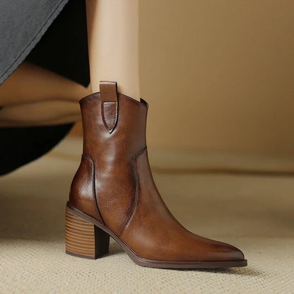 2026 Autumn Women Boots Women Shoes Pointed Toe Chunky Heel Boots Casual Winter Boots Short Modern Boots Chelsea High Heels