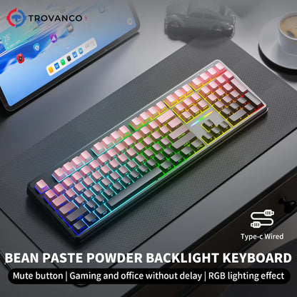 V108 Bluetooth Keyboard  Office Low Noise 2.4G Wired&Wireless Full Layout with RGB Backlit Membrane
