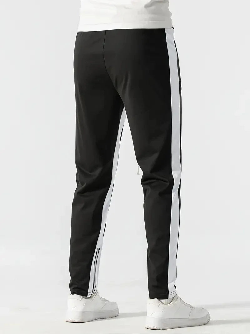 Men Sweatshirts Jogging Pants Men Casual Pants Men Stylish Color Block Zip Pockets Drawstring Sports Skinny Pants Trousers Pants