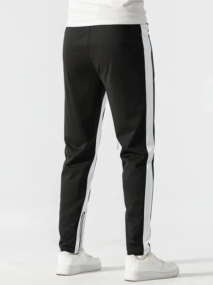 Men Sweatshirts Jogging Pants Men Casual Pants Men Stylish Color Block Zip Pockets Drawstring Sports Skinny Pants Trousers Pants