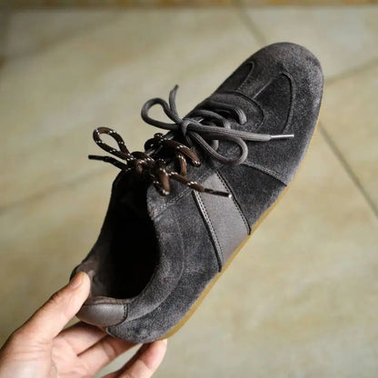 Fashionable Retro Thick Bottom Sports Shoes Women's Increased Height Dequn Shoes Comfortable Genuine Leather Rubber Outsole