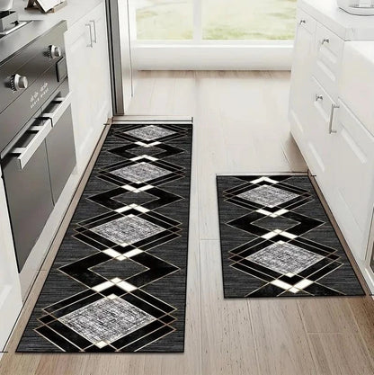 Modern Rhombus Design Kitchen Mat Entrance Doormat Decor Corridor Balcony Rugs Bathroom Anti-slip Foot Mat Bedroom Beside Carpet