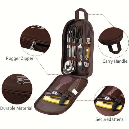 Outdoor Cooking Bag Camping Storage Bag Portable Cooking Utensil Organizer Pouch Picnic Bag Bag Only, No Utensils Included