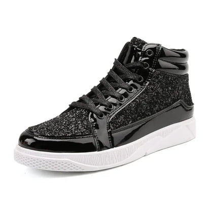 men's Gold Sequins Platform boots Autumn Fashion Casual Sports Shoes Thick Bottom Vulcanized Shoes man Flats Heels Shoes