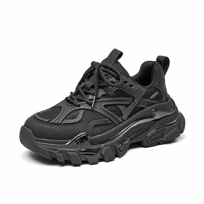 BeauToday Chunky Sneakers Women Synthetic Leather Mesh Patchwork Round Toe Lace-Up Thick Sole Ladies Sports Shoes Handmade 29448