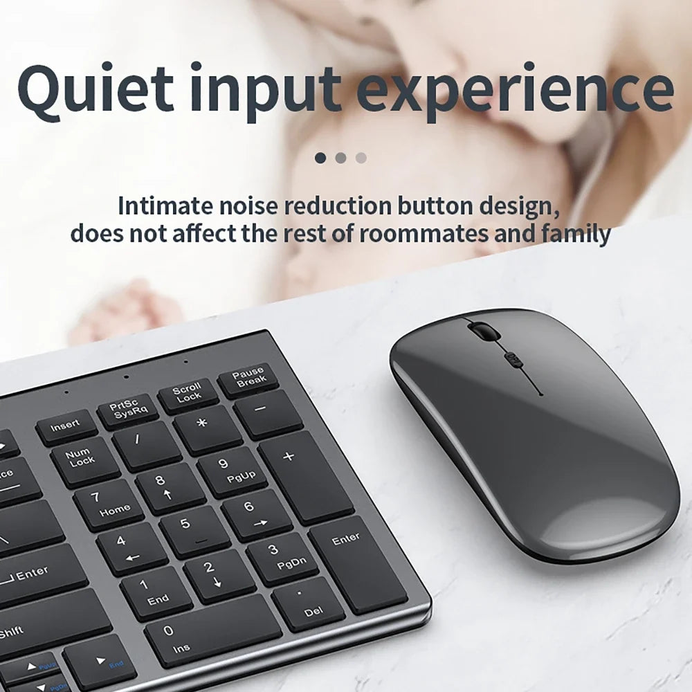2.4G Wireless & bluetooth Keyboard Mouse Set Rechargeable Ultra-thin Computer Office Gaming Silent Slim Keyboard Mouse for ipad