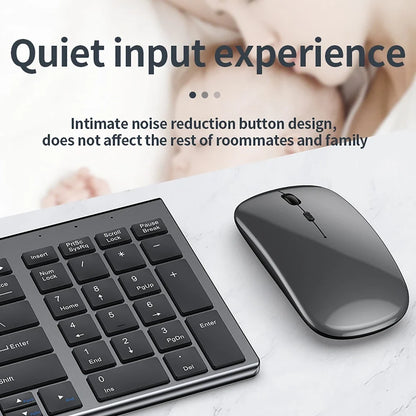 2.4G Wireless & bluetooth Keyboard Mouse Set Rechargeable Ultra-thin Computer Office Gaming Silent Slim Keyboard Mouse for ipad