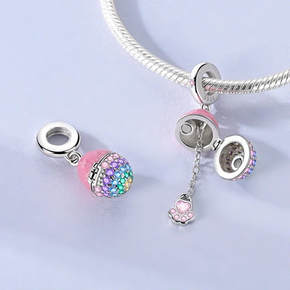 MULA Pink 925 Sterling Silver Charms Pendant Perfume Dreamcatcher Heart Love Beaded Fit Original Bracelet Women DIY Jewelry Gift