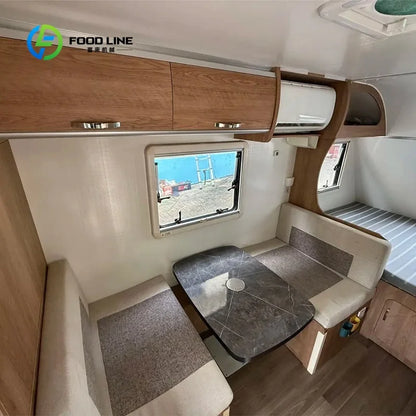Customized Travel Camper Caravan Dual Axle Trailer Equipped with Full Kitchen & Bathroom for Long-Term Wilderness Camping Stays