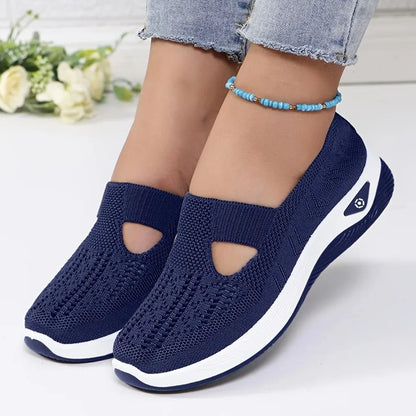 Womens Modern Casual Slip On Sneakers Breathable Knit Upper Lightweight PVC Sole Comfortable Cushioning Shock Absorption Insoles