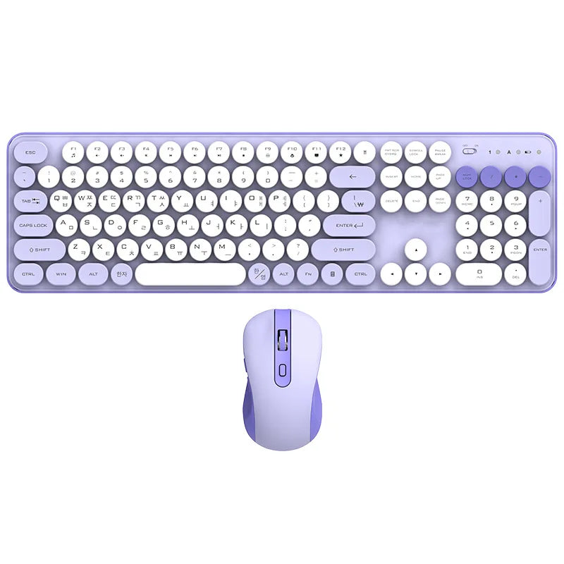 Wireless Keyboard Mouse Set High-Looking Girl Silent Office retro Cute Pink