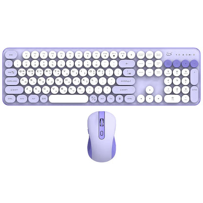Wireless Keyboard Mouse Set High-Looking Girl Silent Office retro Cute Pink