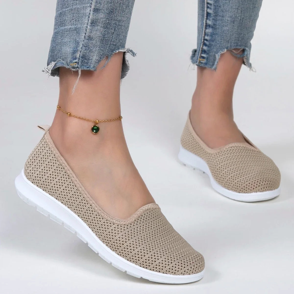 Spring new women's sports shoes, fashionable, breathable, lightweight, non-slip, wear-resistant, casual sports shoes, flat shoes