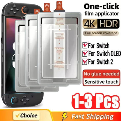 1-3Pcs Easy Installation Screen Protector for Switch 2 Game Console Protect HD Tempered Glass for Switch Oled Films