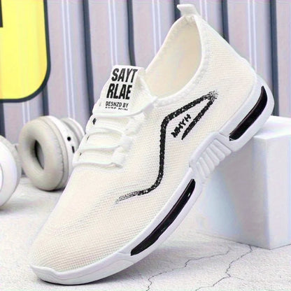 Men's Summer Running Casual Sports Shoes, Neutral Breathable Mesh Sports Shoes, Solid Color Suitable for Hiking, Gym