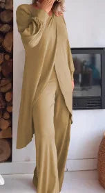 Casual Long Sleeve Tshirt Pants Set Office Lady Spring Summer Elegant Fashion Solid Tops Pants Two Piece Set Women 2024 Outfit