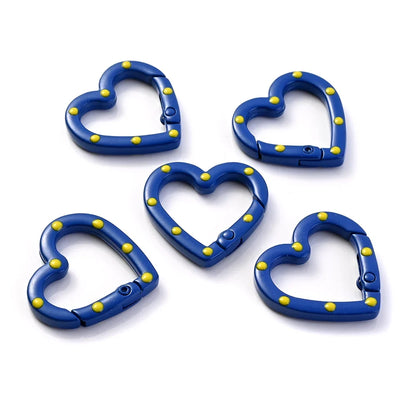 5pcs Multicolor Metal Heart Ring Spring Clasp Carabiner Keychain Clips Hook Dog Chain Diy Jewelry Buckle Connector Supplies
