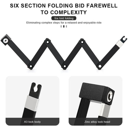 RIDERACE Foldable Bicycle Lock Portable High Security Anti-Theft MTB Bike Scooter Electric E-Bike Road Cycling Chain Locks