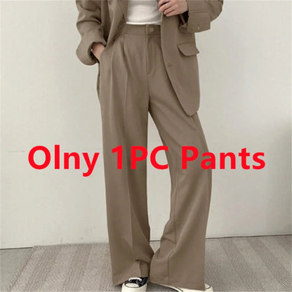 Elegant Office Lady Business Suit Set Blazers 2026 Spring New Women's Clothing Suit Jacket Casual Pants Set Wide Leg Suit Pants