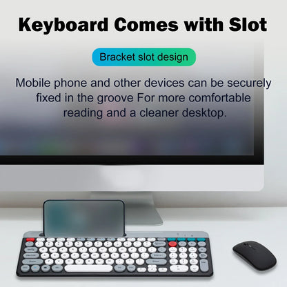 Dual-mode Wireless Keyboard & Mice Combo 2.4G Bluetooth 5.0 Membrane Keyboards BT 3-Channels Rechargeable Key Board Mouse for PC