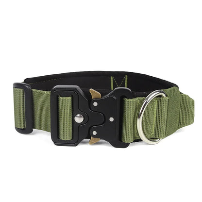 Large Dog Collar Durable Nylon Military Tactical Adjustable Pet Lead Outdoor Walking Training Collars Pitbull Labrador Supplies