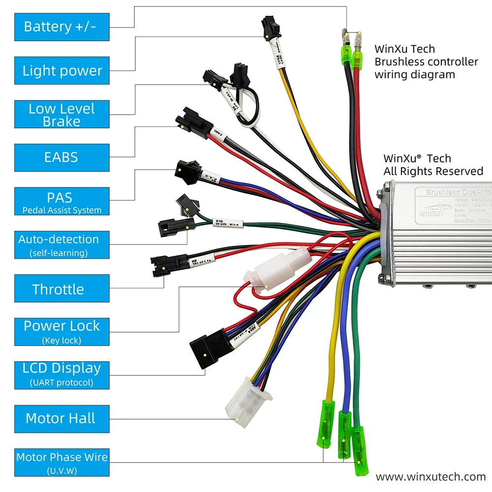 E-bike Brushless Motor Controller 24V 36V 48V 250W 350W with G51 LCD Display Kit Universal for Electric Folding Bike Scooter