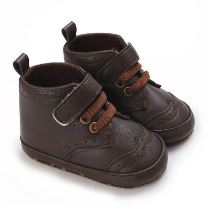 Baby Learning Walk Shoes, Striped PU Sports Shoes for Infants 0-18M, Soft Sole Lightweight Casual Footwear